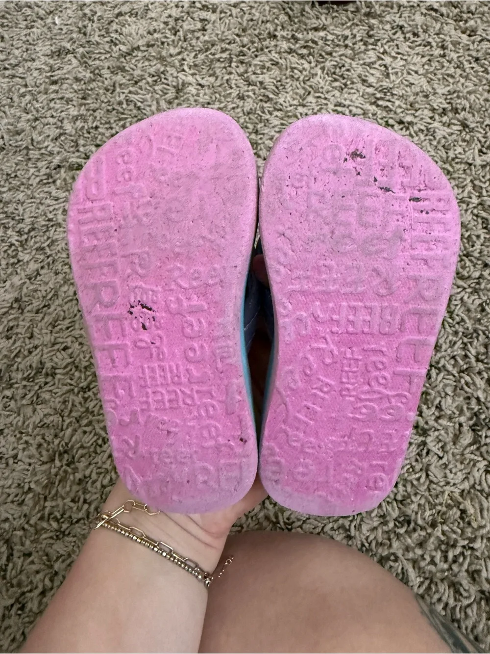 Reef Kids Lavender Flip Flop Sandals with Rainbow Footbed